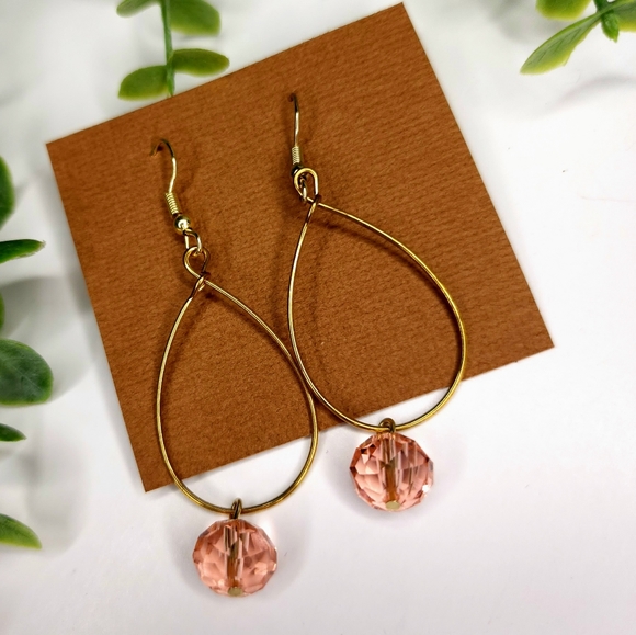 Gold & Peach Earrings - Picture 1 of 1